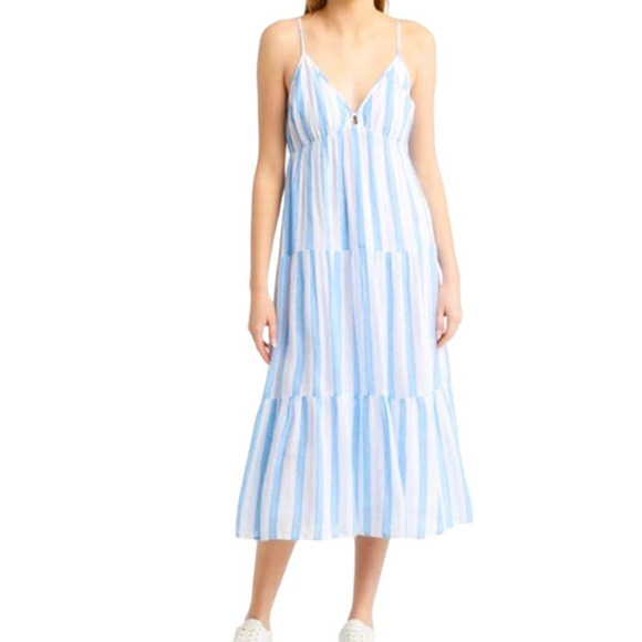 Rails dress Avril sleeveless striped linen blue white Medium M - Picture 1 of 8